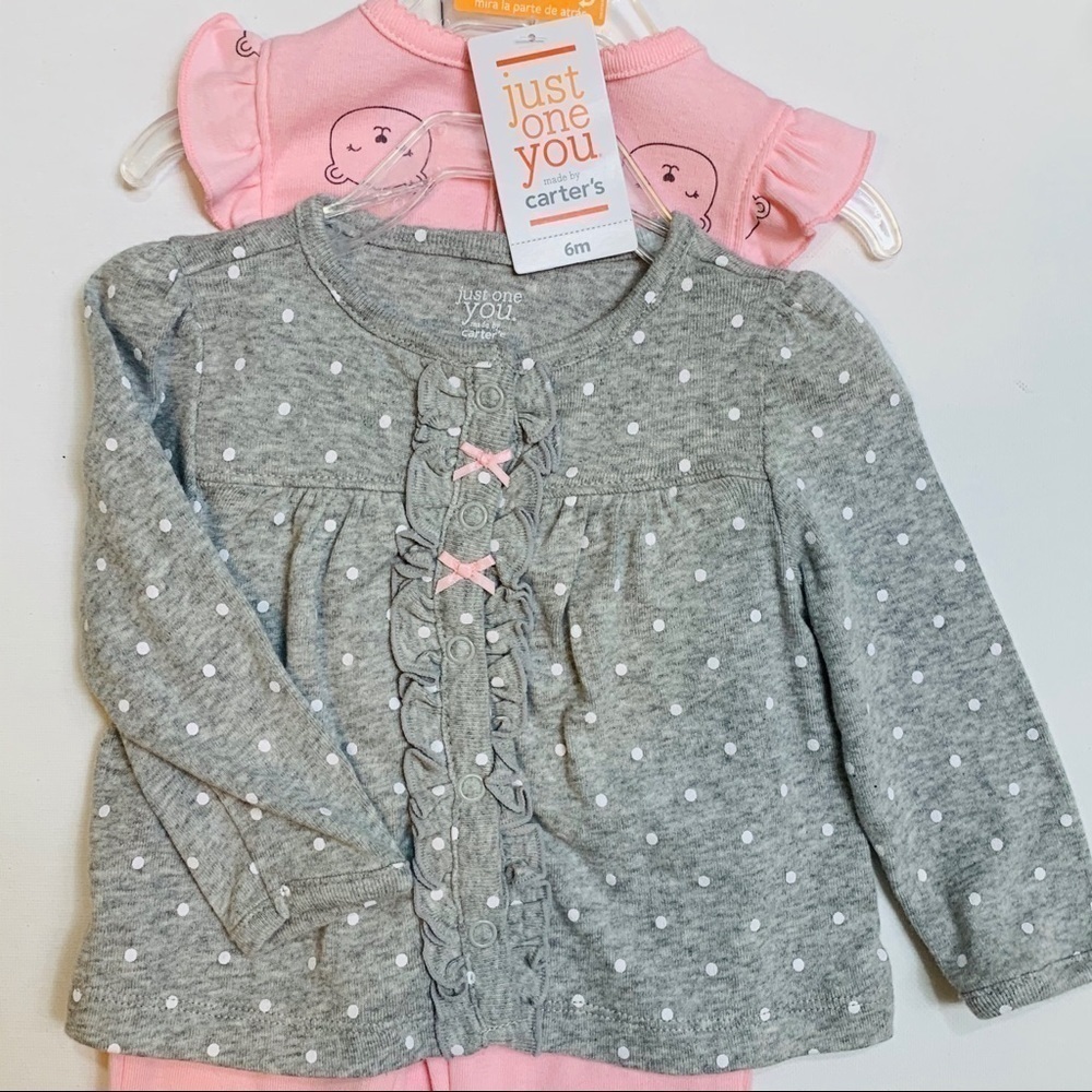 Carter’s || NWT 3 Piece Set Pink Gray Adorable Just One You 6 Months - Picture 3 of 5
